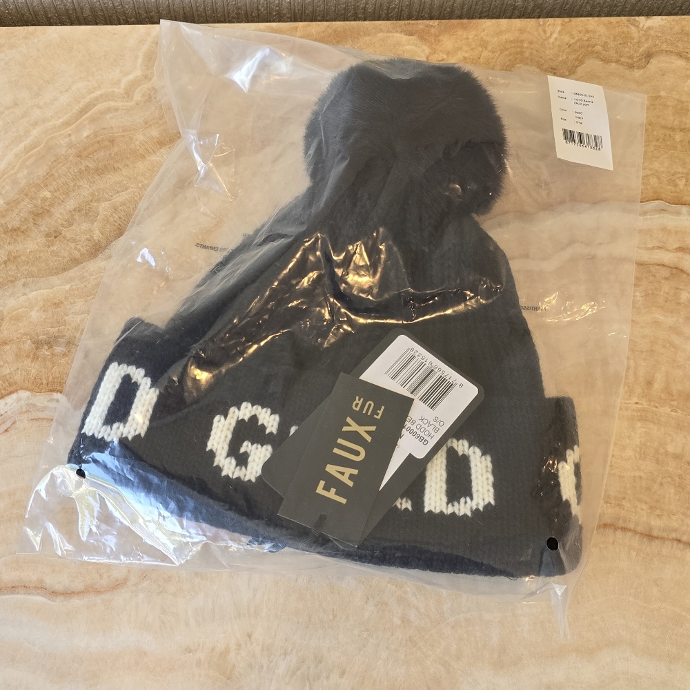 Goldbergh Hodd Faux Fur Beanie Black Cream White - Picture 6 of 12